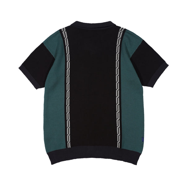 Chain Jacquard Knit Polo Shirt - Brown/Multi