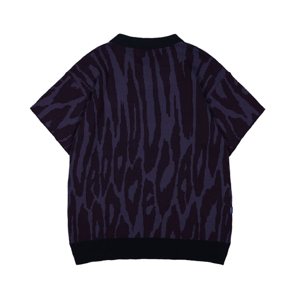 Pantera Jacquard Knit Polo Shirt - Purple