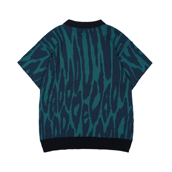 Pantera Jacquard Knit Polo Shirt - Blue
