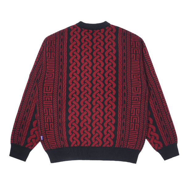Links Jacquard Knit Sweater - Burgundy
