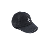 Cross Distressed Strapback Cap - Washed Black