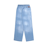 Midtown Pleated Denim Easy Pants - Washed Blue