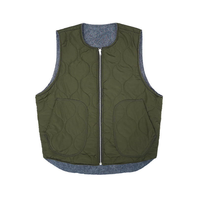 Herrer Vest Reversible Distress Print Canvas - Blue