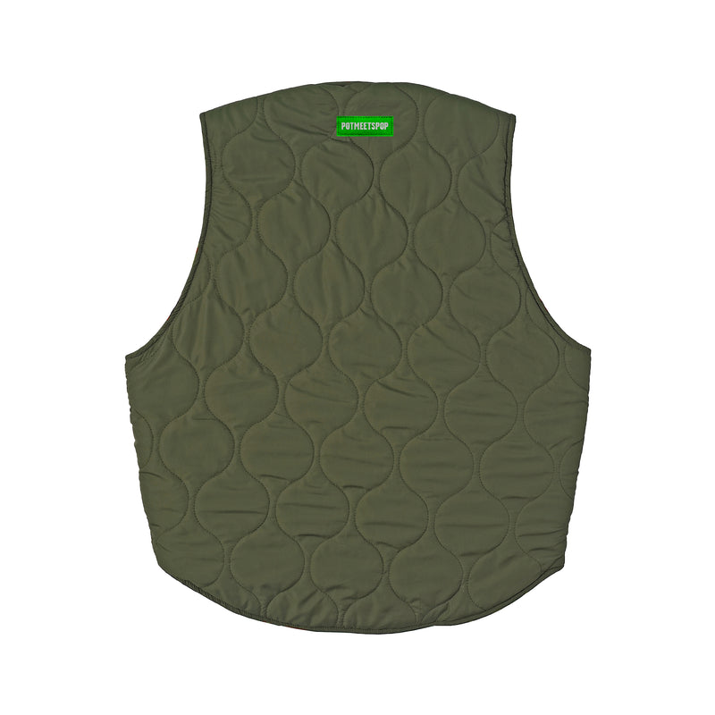 Herrer Vest Reversible Distress Print Canvas - Blue