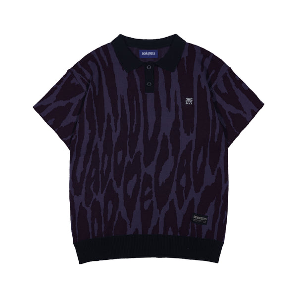 Pantera Jacquard Knit Polo Shirt - Purple