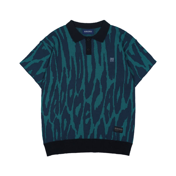 Pantera Jacquard Knit Polo Shirt - Blue