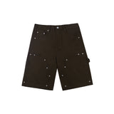 Panel Rivet Shorts - Brown
