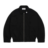 Mixed Wool Zip Jacket - Black