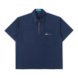 Double Pocket Half Zip Shirt - Navy