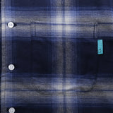 Open Collar Flannel Shirt - Blue