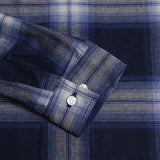 Open Collar Flannel Shirt - Blue