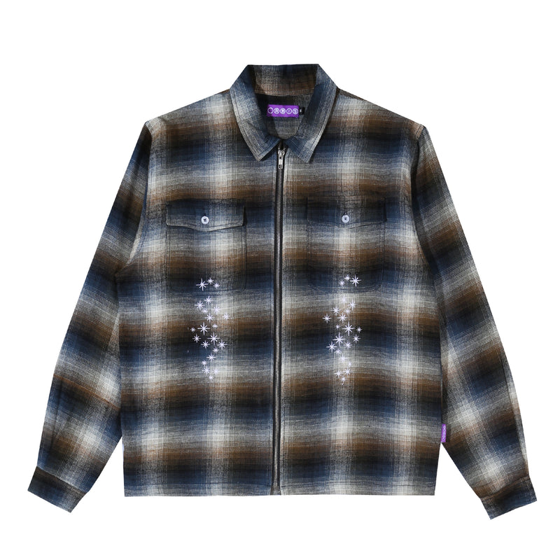Orbis Zip Shirt Plaid - Blue/Brown