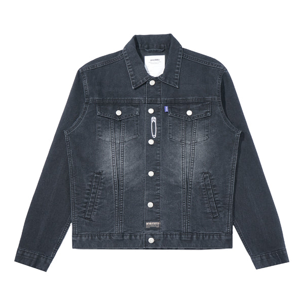 Grit Denim Trucker Jacket - Washed Black