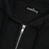 Travelling Double Zip Hoodie - Washed Black
