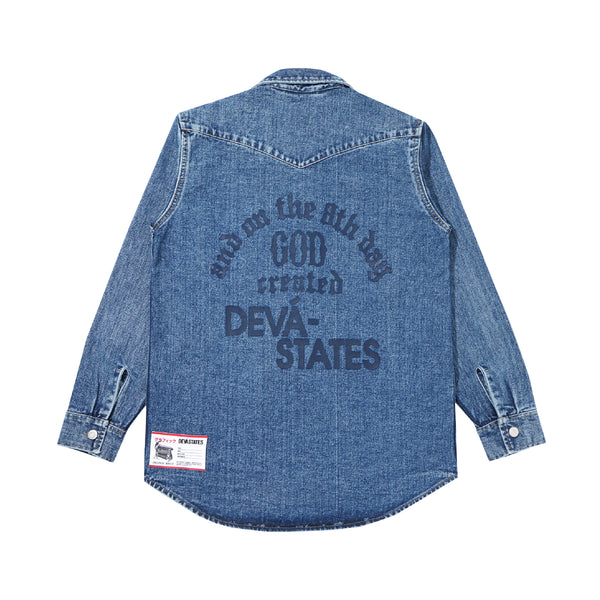 Genesis Denim Western Shirt - Washed Blue