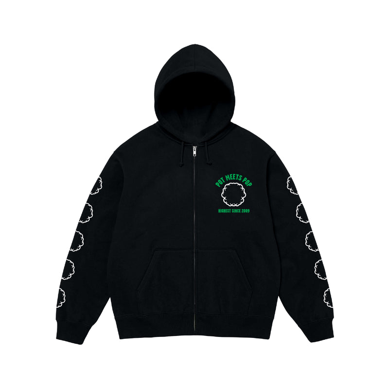 Smoke Logo Zip Hoodie - Black