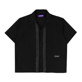Orbis Script Open Collar Shirt - Black