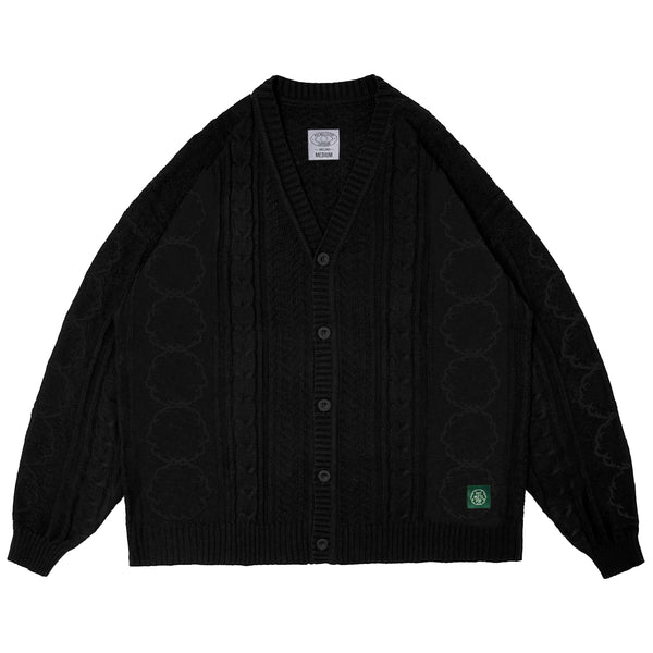 Herb Cable Knit Cardigan - Black