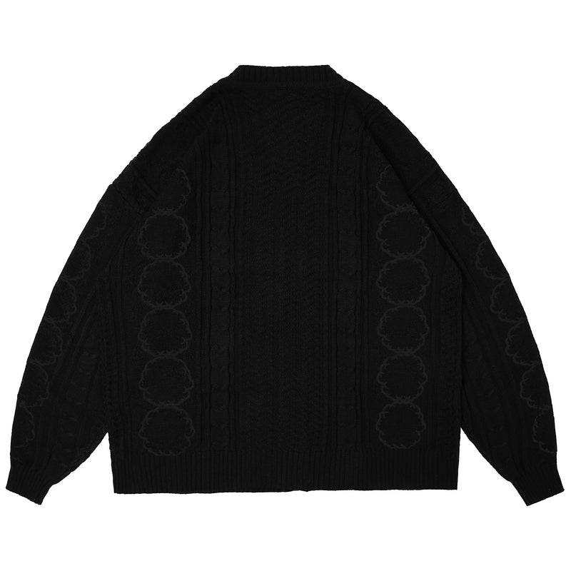 Herb Cable Knit Cardigan - Black