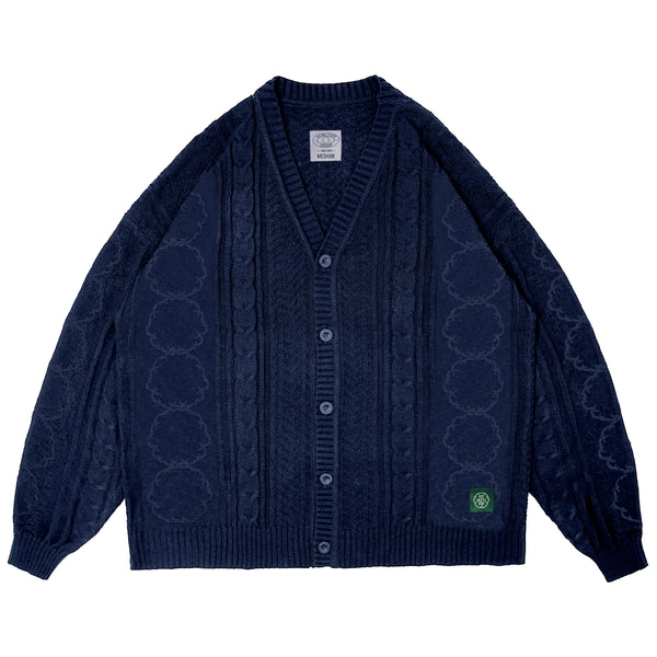 Herb Cable Knit Cardigan - Navy