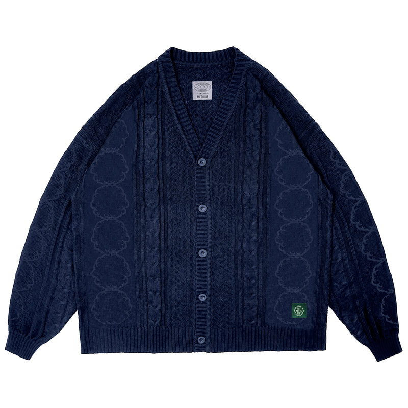 Herb Cable Knit Cardigan - Navy