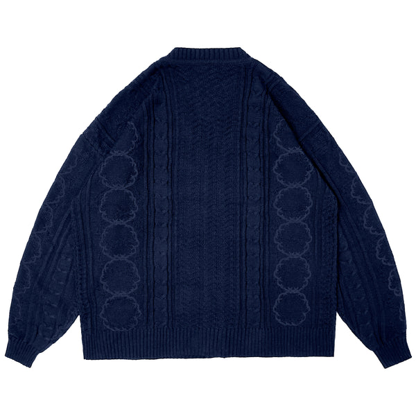 Herb Cable Knit Cardigan - Navy