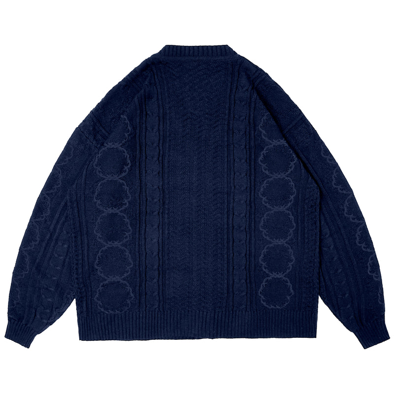 Herb Cable Knit Cardigan - Navy