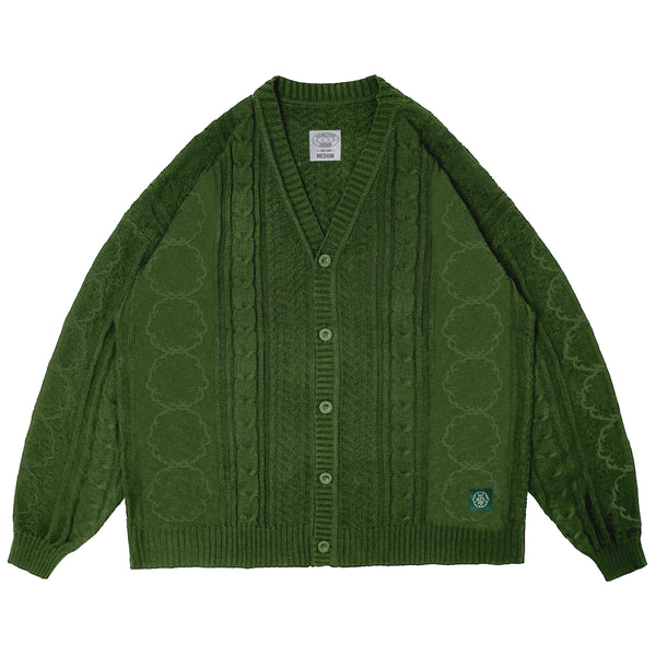 Herb Cable Knit Cardigan - Green