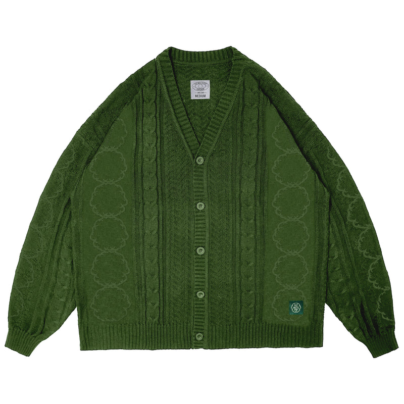 Herb Cable Knit Cardigan - Green