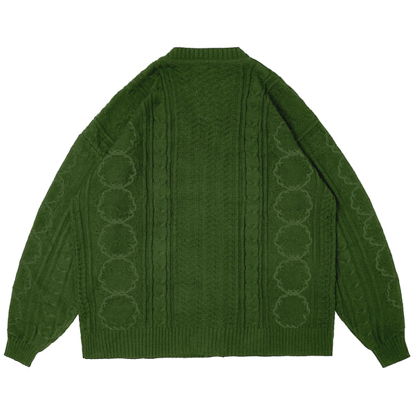 Herb Cable Knit Cardigan - Green