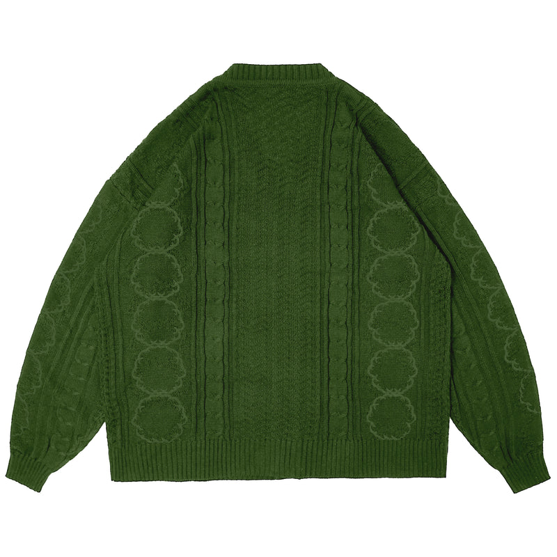 Herb Cable Knit Cardigan - Green