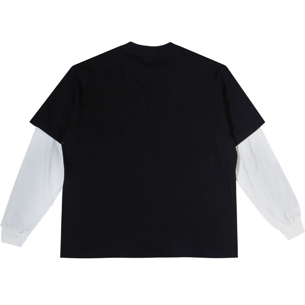 Orbis Layered Mix Waffle T-Shirt - Black