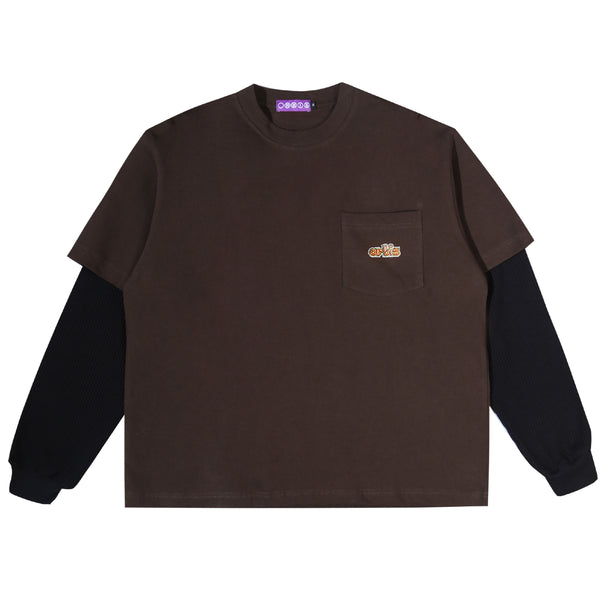 Orbis Layered Mix Waffle T-Shirt - Brown