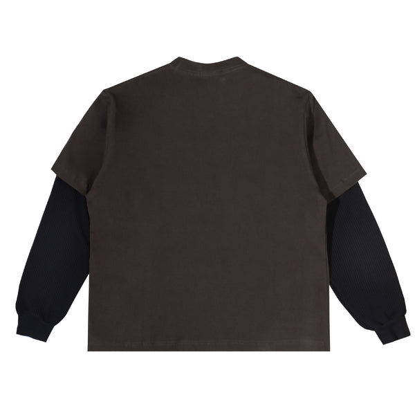 Orbis Layered Mix Waffle T-Shirt - Brown