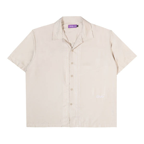 Orbis Script Open Collar Shirt - Khakis