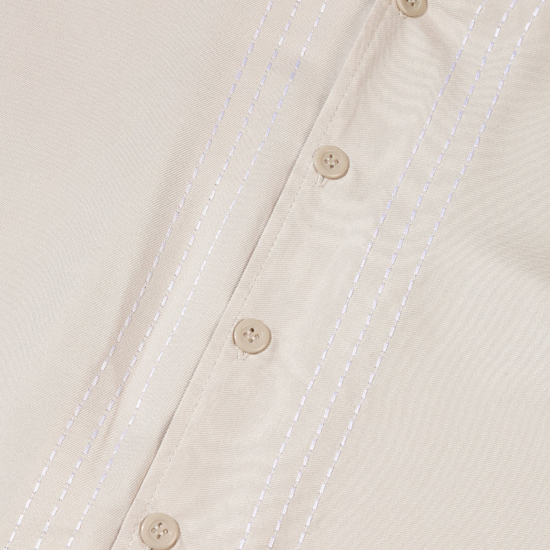 Orbis Script Open Collar Shirt - Khakis