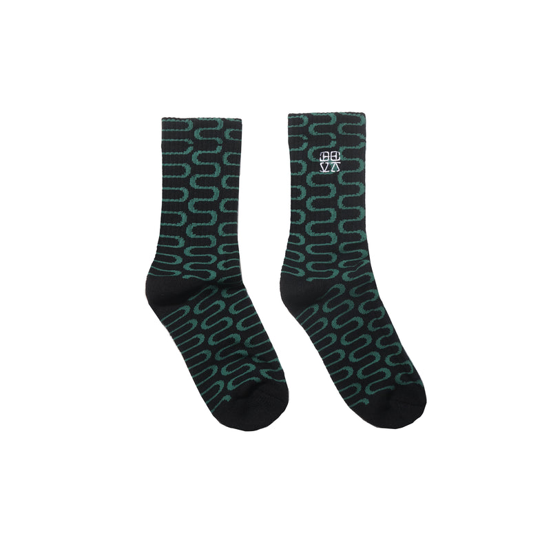 Prints Basic Socks - Black/Green