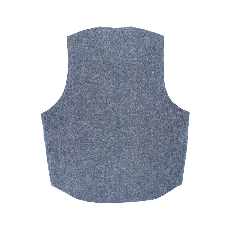 Herrer Vest Reversible Distress Print Canvas - Blue