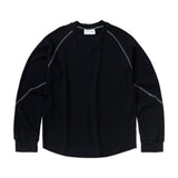 Raglan Waffle Crewneck - Black