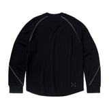 Raglan Waffle Crewneck - Black