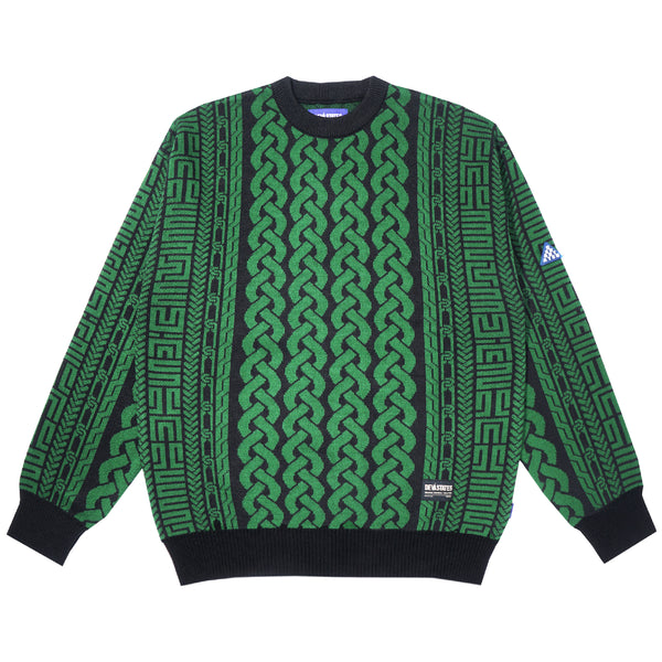 Links Jacquard Knit Sweater - Green