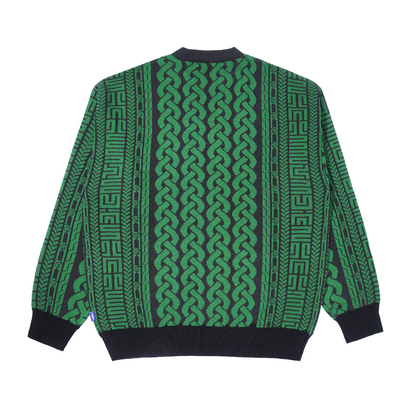 Links Jacquard Knit Sweater - Green