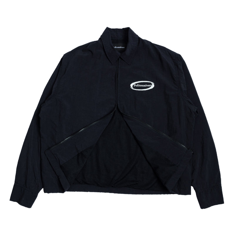 Distorted Oval Logo Windbreaker - Black