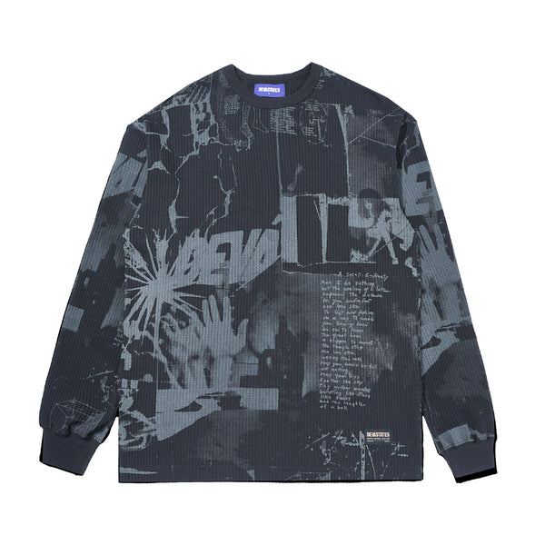 Mosaic Waffle Knitted Sweater - Black
