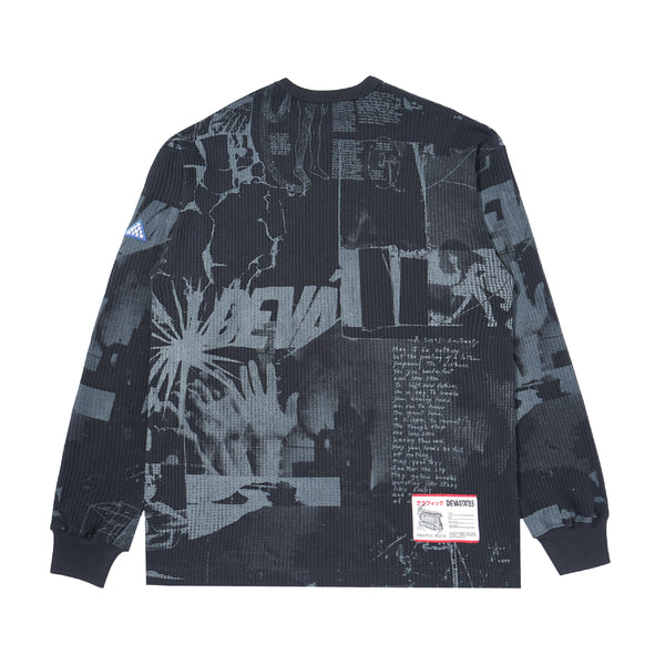 Mosaic Waffle Knitted Sweater - Black