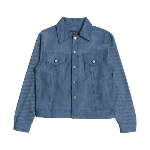 Herringbone Trucker Jacket - Blue Denim