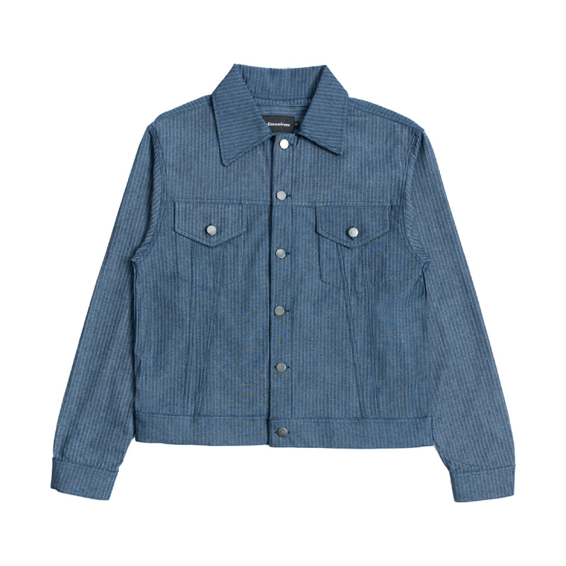 Herringbone Trucker Jacket - Blue Denim