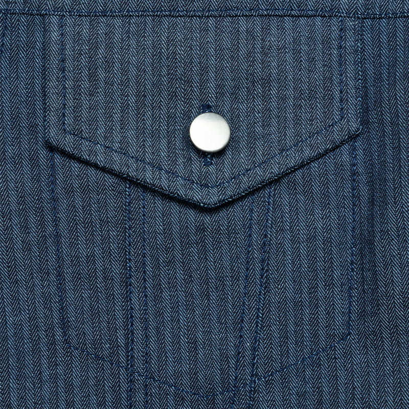 Herringbone Trucker Jacket - Blue Denim