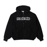 Round Logo Zip Hoodie - Black