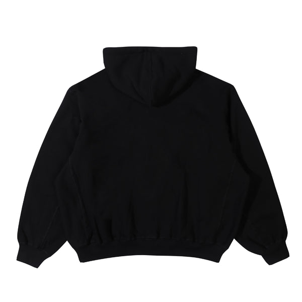 Round Logo Zip Hoodie - Black